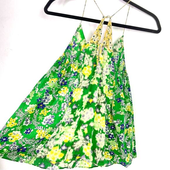 Rebecca Taylor | Silk Blouse Tank Top Green Yellow Purple Small - Picture 4 of 10